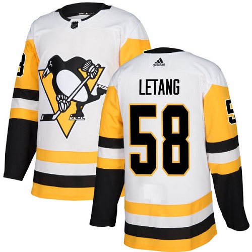 Adidas Penguins #58 Kris Letang White Road Authentic Stitched NHL Jersey